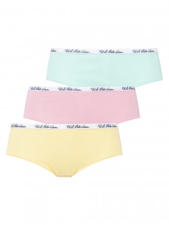 U.S.POLO ASSN shortkové kalhotky 66273 3PACK žlutá, růžová, světle modrá